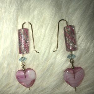 Handmade stone earrings, gold tone hardware